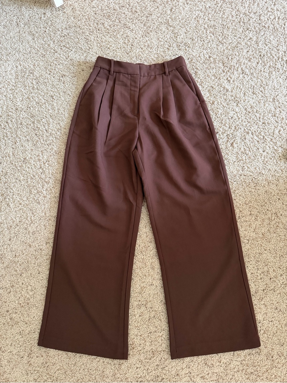 Abercrombie & Fitch Brown Wide-Leg Pleated Trousers